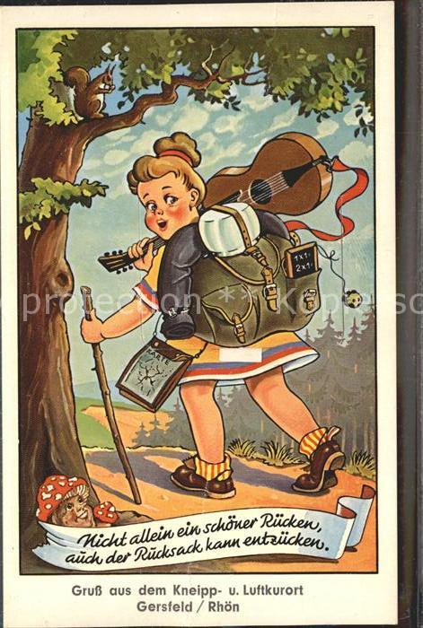 Gersfeld Rhoen Mädchen auf Wanderschaft Illustration
