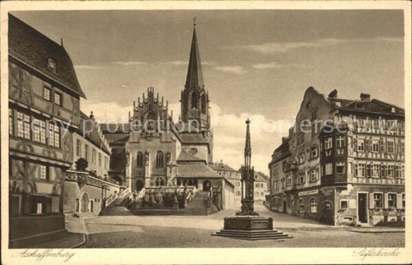 Aschaffenburg Main Stiftskirche Markt Brunnen