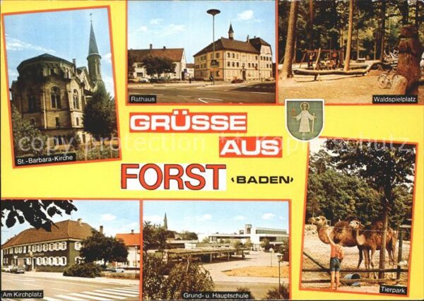 Forst Baden St Barbara Kirche Rathaus Waldspielplat