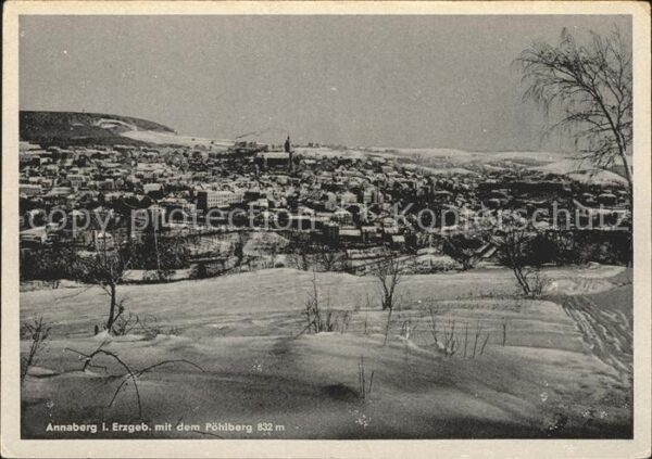 Annaberg-Buchholz Erzgebirge Winterpanorama mit dem Pöhlberg