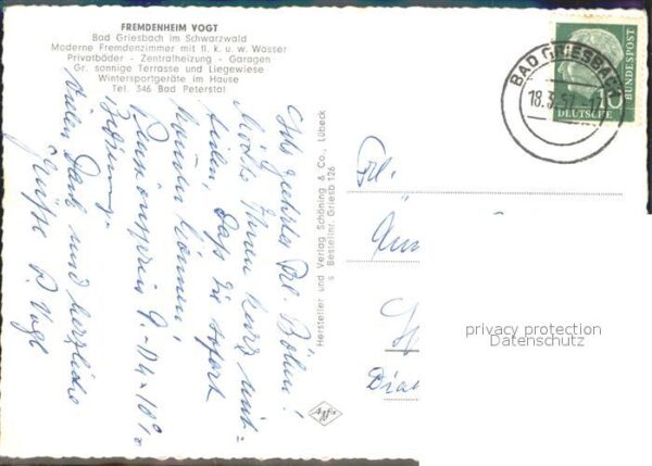 Bad Griesbach Schwarzwald  Fremdenheim Vogt Aufgang Kurpavillon Ga – Bild 2