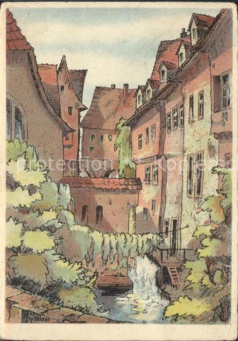 Ulm Donau Blick von der Stadtmauer Künstlerkarte