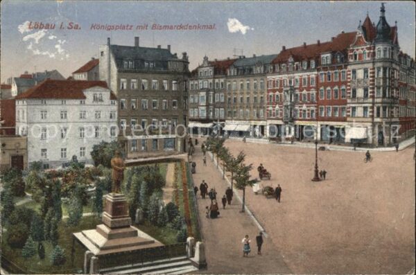 Loebau Sachsen Königsplatz mit Bismarckdenkmal