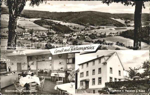 Falkengesaess Odenwald Panorama Gastraum Gasthaus Pension zur
