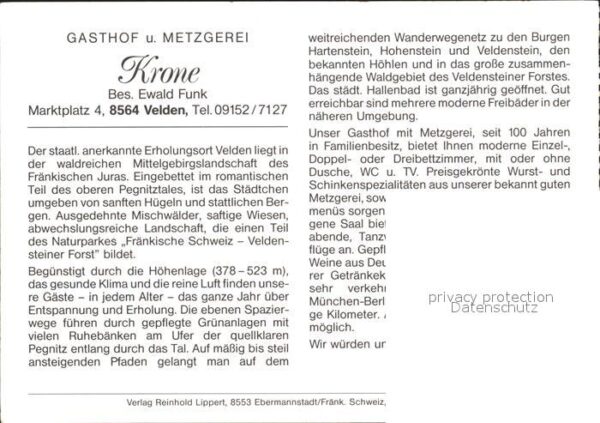 Velden Mittelfranken Gasthaus Metzgerei Krone – Bild 2