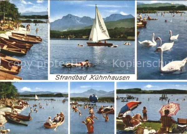 Kuehnhausen Waginger See Strandbad Schwäne Segler