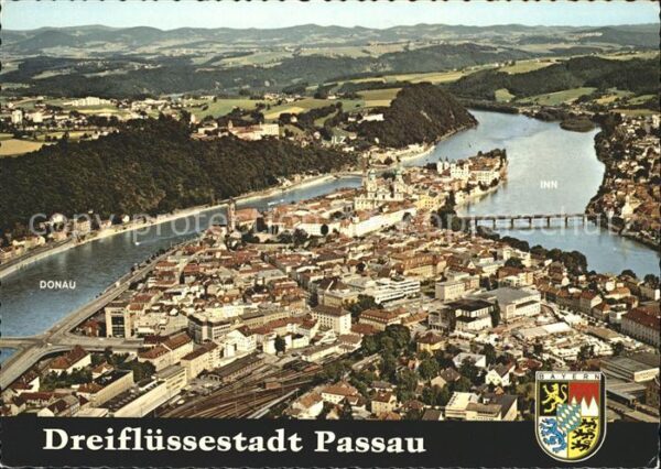 Passau Fliegeraufnahme Dreiflüssestadt Inn Ilz