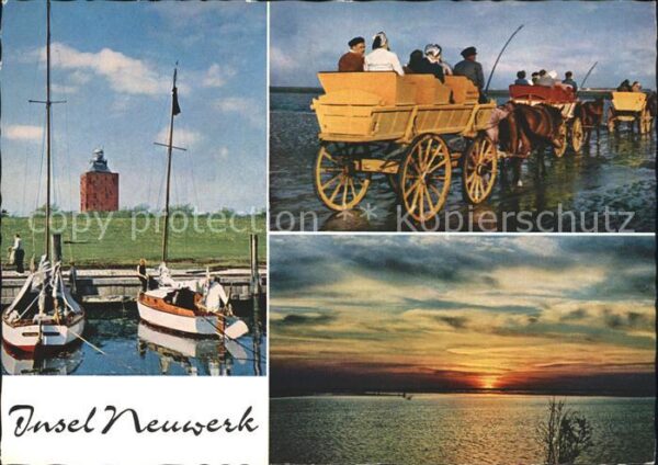 Insel Neuwerk Hafen Leuchtturm Wattwagen