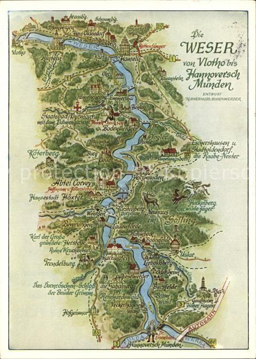 Vlotho Landkarte Weser von Vlotho bis Hannover
