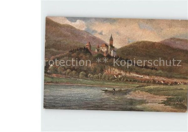 Zwingenberg Baden Neckar Schloss Künstlerkarte