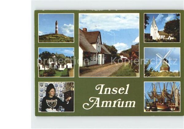 Amrum Windmühle Tracht Leuchtturm Kirche
