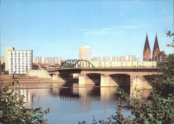 Frankfurt Oder Blick von der VR Polen Brücke der Freun
