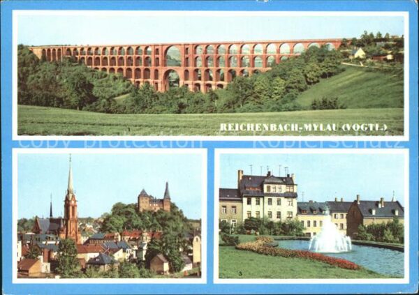 Mylau Goltzschtalbrücke Ortsblick Kirche Reic