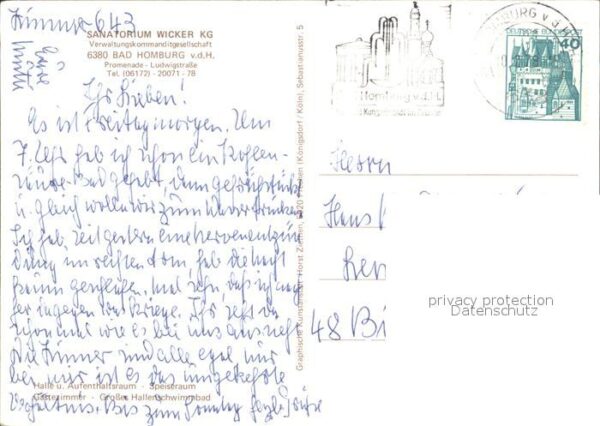 Bad Homburg Sanatorium Wicker Halle Speisesaal Zimm – Bild 2