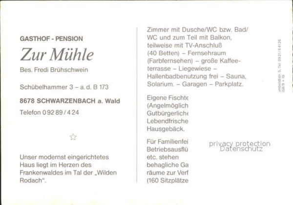 Schwarzenbach Wald Gasthof Pension Zur Mühle Gastraum Tota – Bild 2
