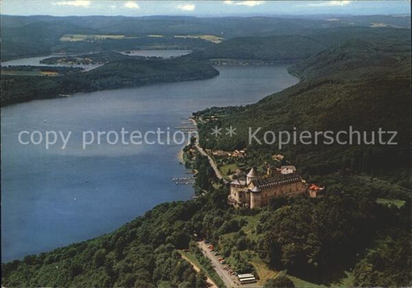 Waldeck Edersee Schloss Waldeck mit Edertalsperre Flieg