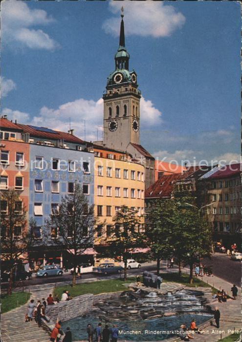 Muenchen Rindermarktbrunnen mit Alten Peter