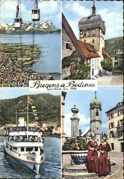 Bregenz Vorarlberg Bodensee Kirche Turm Ausflugsschiff