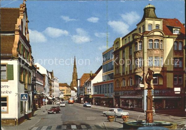 Offenburg Hauptstrasse Brunnen Kirche