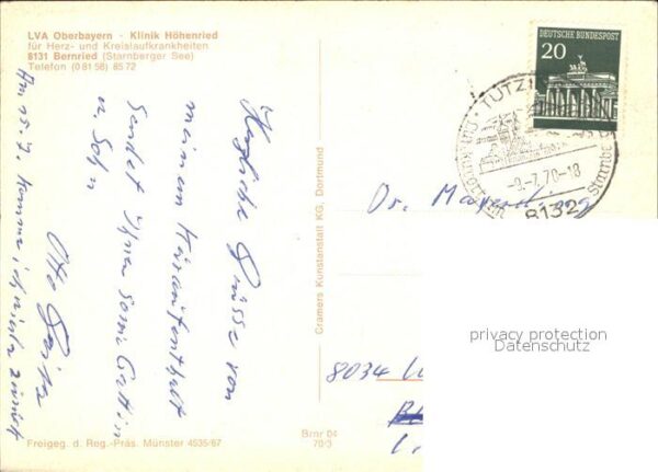 Bernried Starnberger See LVA Oberbayern Klinik Höhenried Flieger – Bild 2