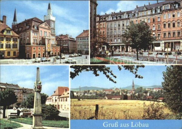 Loebau Sachsen Rathaus Bahnhofstr Postmeilensäule Stad