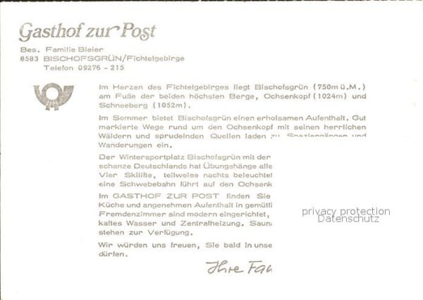 Bischofsgruen Gasthof zur Post Poststube Gesamtansich – Bild 2