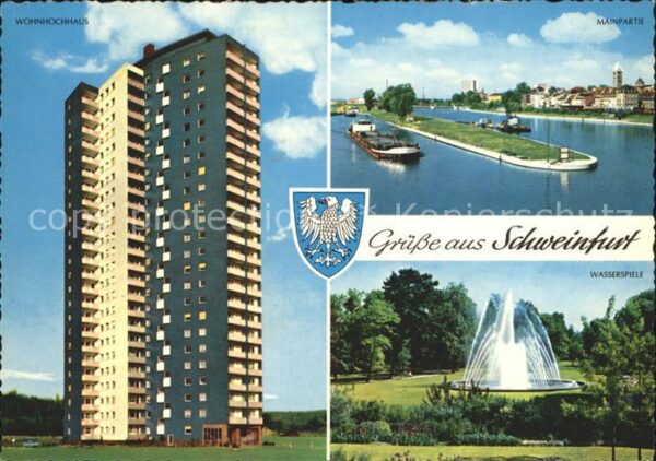 Schweinfurt Wohnhochhaus Mainpartie Wasserspiele