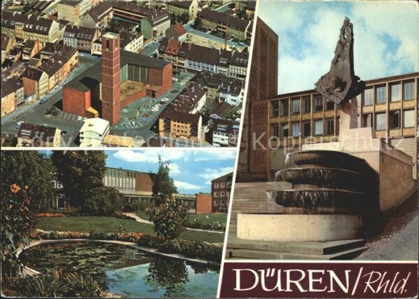 Dueren Rheinland Brunnen Kirche Fliegeraufnahme