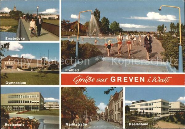 Greven Westfalen Emsbrücke Freibad Realschule Marktstras