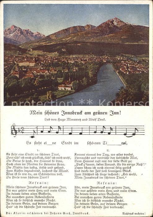 Liederkarte Mein schönes Innsbruck am grünen Inn