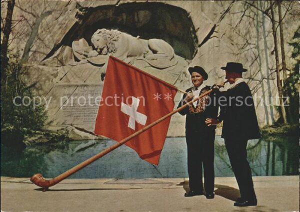Alphorn Alphornbläser Luzern Löwendenkmal Fahne