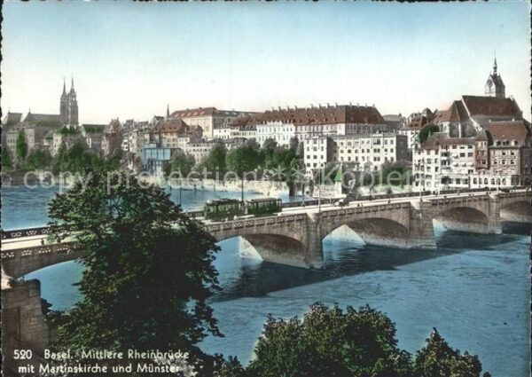 Strassenbahn Basel Mittlere Brücke Martinskirche Mün