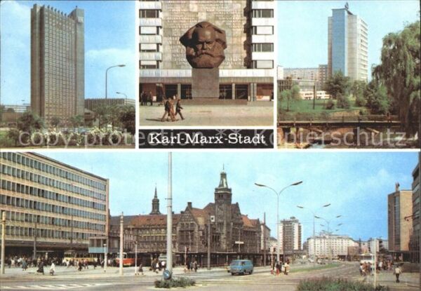 Karl-Marx-Stadt Interhotel Kongreß Karl-Marx-Monument