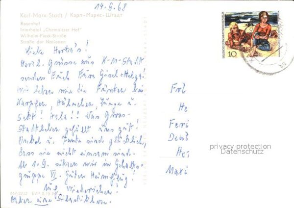 Karl-Marx-Stadt Rosenhof Interhotel-Chemnitzer-Hof Stra – Bild 2