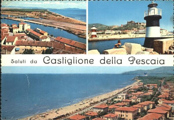 Castiglione della Pescaia Fliegeraufnahme Strand Leuchtturm