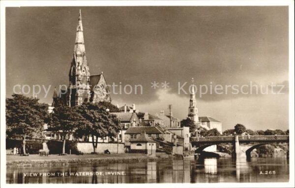 Irvine North Ayrshire mainland View from the waterside Bridge Church