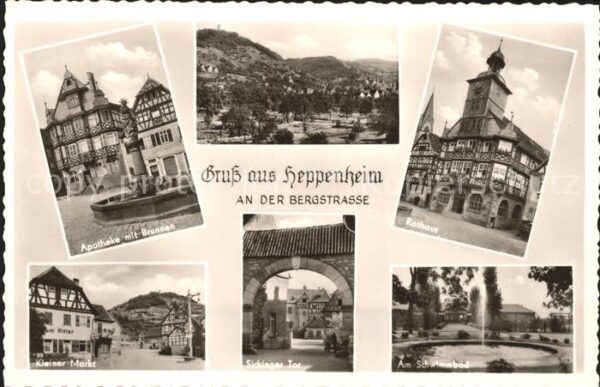 Heppenheim Bergstrasse Apotheke Brunnen Rathaus Fontäne am Sch