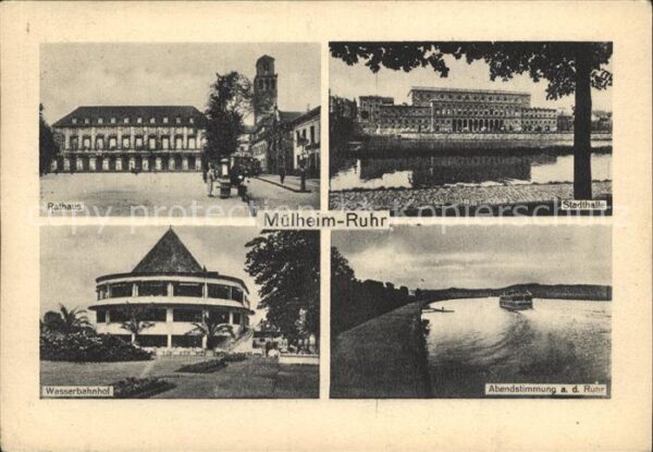 Muelheim Ruhr Rathaus Stadthalle Wasserbahnhof Abends