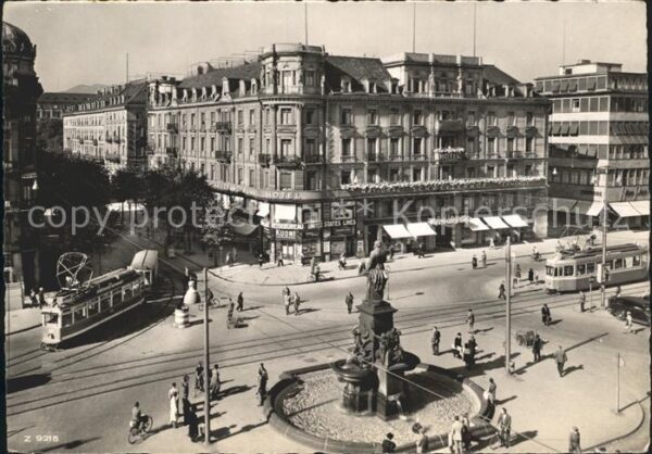 Strassenbahn Zürich Bahnhofplatz Hotel Schweizerhof