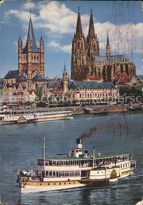 Dampfer Seitenrad Köln am Rhein Dom
