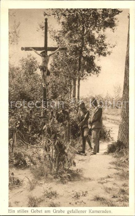 Militaria Tod Gebet Grab Gefallene WK1 Kriegskarte