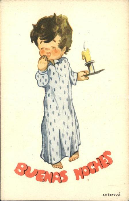 Kinder Child Enfants Kerze Gute Nacht Pyjama Künstlerkarte A