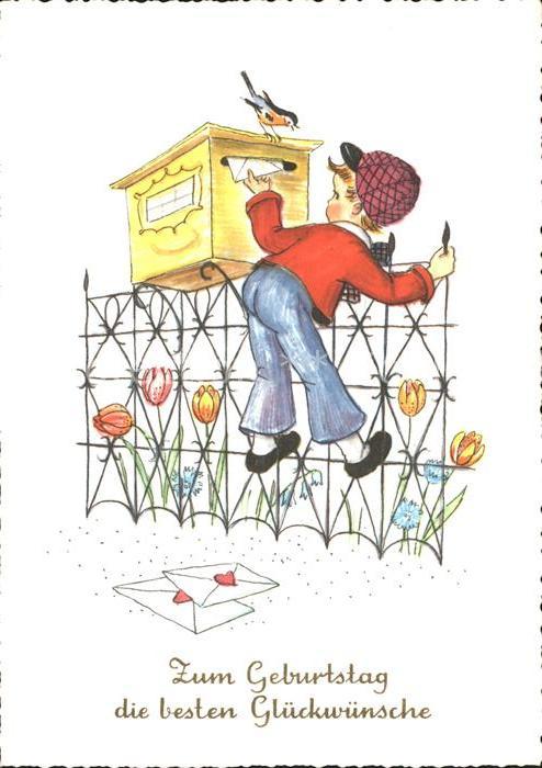 Briefkasten Geburtstag Kind Vogel Tulpen Briefe