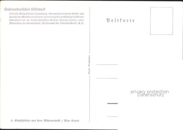 Kunsthandwerk Glasschleifer Böhmerwald Max Geyer Sude – Bild 2
