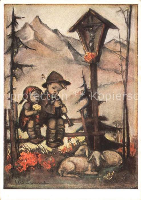Hummel Nr. 4971 Hirtenlied Kinder Lämmer Wegkreuz