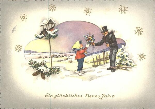 Schornsteinfeger Kind Blumen Neujahr