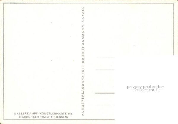 Trachten Hessen Marburg Künstlerkarte Wasserkampf Nr. 1 – Bild 2