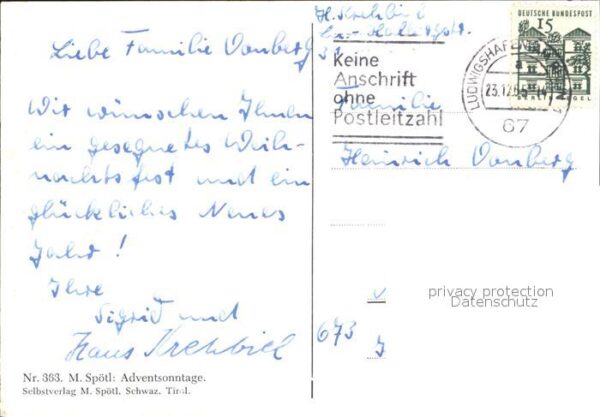 Spoetl Maria Kuenstlerkarte Adventsonntage Nr. 363 Engel Blume – Bild 2