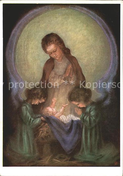 Spoetl Maria Kuenstlerkarte Lasst uns anbeten Nr. 457 Christkind Ma