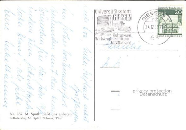Spoetl Maria Kuenstlerkarte Lasst uns anbeten Nr. 457 Christkind Ma – Bild 2